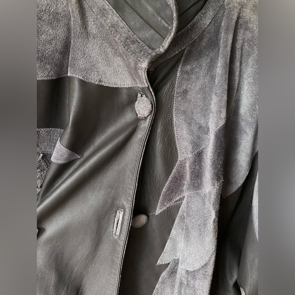 Vintage suede applique and rosette leather jacket - Picture 6 of 15